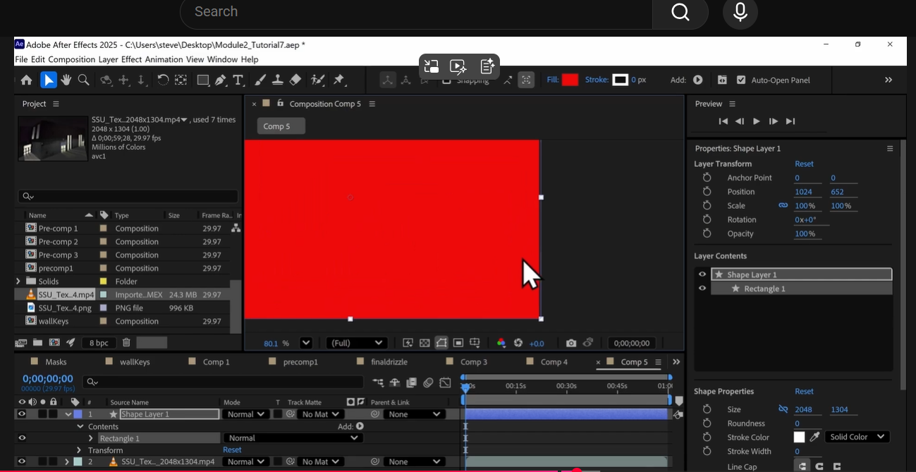 Red rectangle full screen